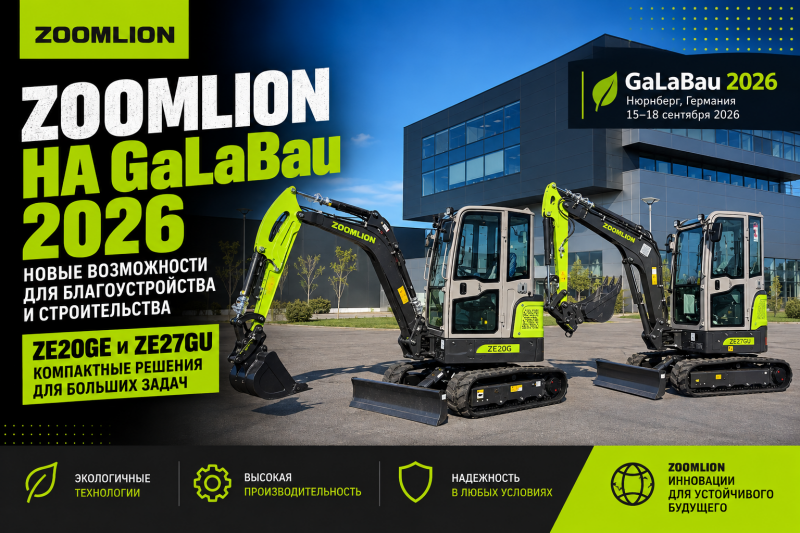 Zoomlion представляет новые мини-экскаваторы на GaLaBau 2026 в Германии